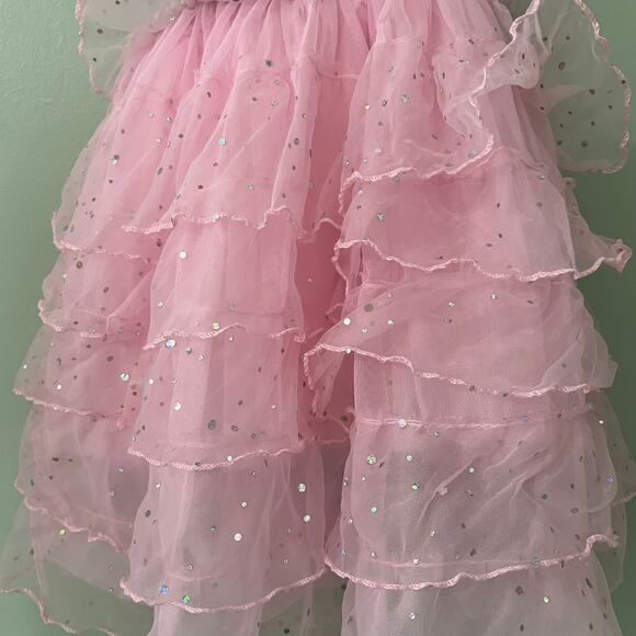Soft Pink and Silver Sequin Dress w/ Bows - Little Girls Small - Picture 5 of 6